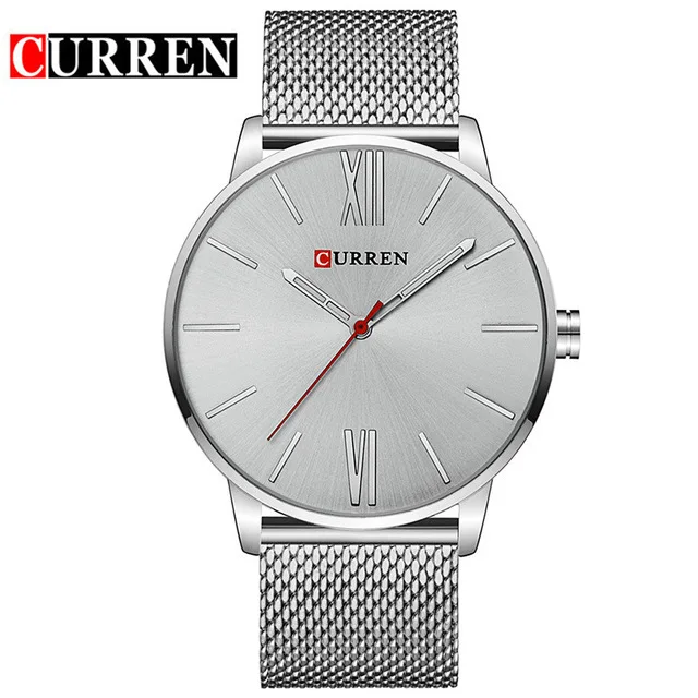 silver white Relogio Masculino мужские модные повседневные Бизнес наручные часы Curren часы мужские брендовые Роскошные полностью Стальные кварцевые часы мужские часы - Цвет: silver white