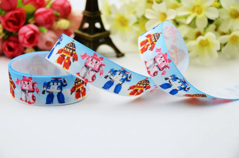 22 мм 25 38 75 Poli мультфильм печатных Grosgrain Ленточные швейные принадлежности с бантом