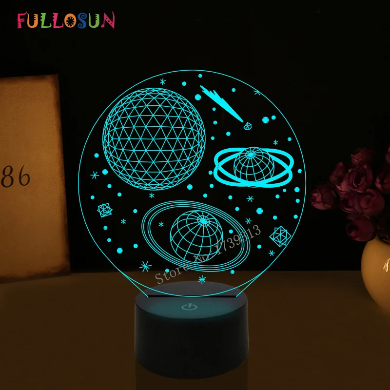 Космический 3D Ночной светильник 7 цветов USB 3D настольная лампа для дома декоративная детская игрушка подарок детский праздник