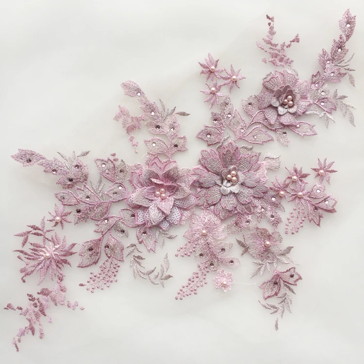 Вышитые бисером 3D вышитые кружевные цветы сценическое украшение аппликации из