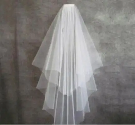 wholesale Quality soft net 2t fingertip length black cut edge bridal veil white ivory wedding &amp comb red champagne vail |
