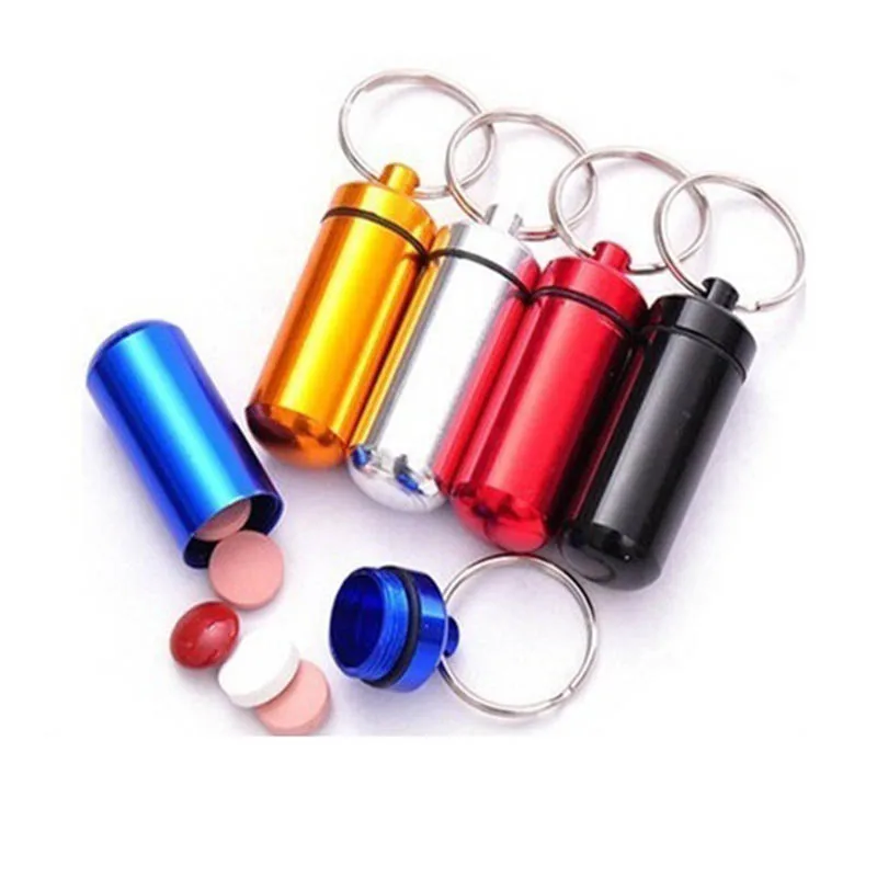 2 шт. мини брелок коробка для таблеток водонепроницаемые алюминиевые футляры