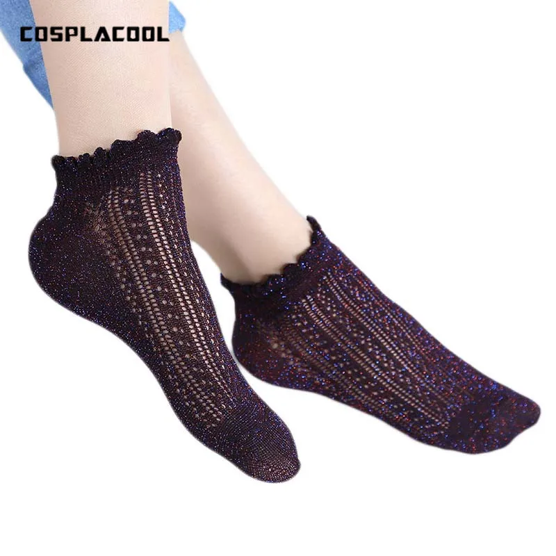 [COSPLACOOL] Модные Ретро кружевные строгие шелковые носки женские короткие