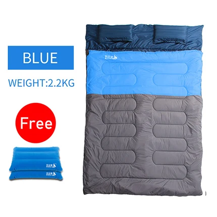 Blue2.2kg BSWolf Сверхлегкий Кемпинг спальный мешок Водонепроницаемый Утепленная одежда Двойной взрослых хлопковый облегающий спальный мешок для путешествий на открытом воздухе 2,2/3,0/3,5 кг - Цвет: Blue2.2kg