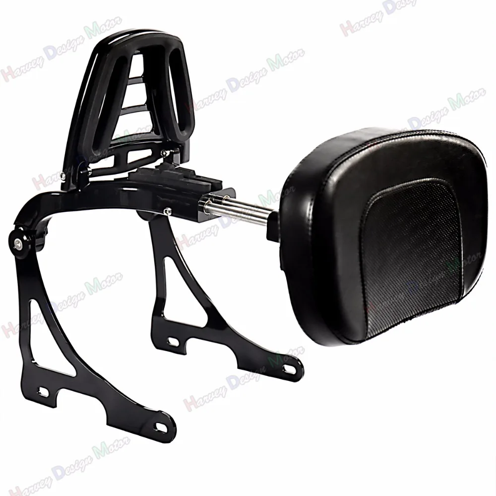 Блеск черный фиксированное Крепление и спинка пассажира водителя для Harley 2004 2018