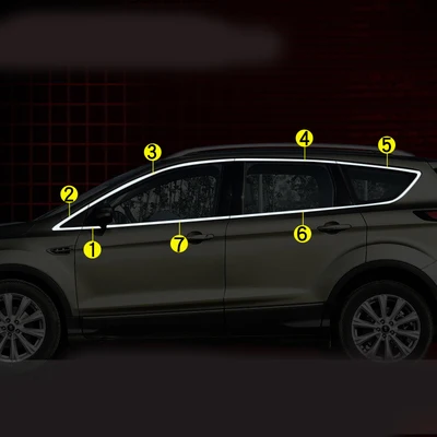 Stainless Steel Full Window Frame Molding Trim Strips With Center Pillars For Ford Kuga Escape 2013- C520 Car Styling - Цвет: 14pcs