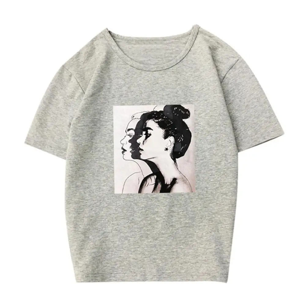 Женская футболка с о вырезом летняя свободная коротким рукавом и принтом