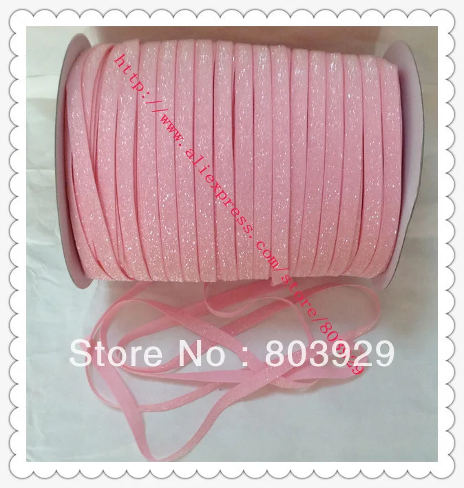 Эластичная металлическая лента для волос Lt. розовая Блестящая 3/8 &quotэластичная