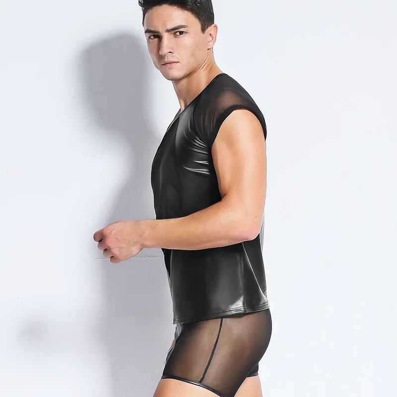 Новое поступление мужские забавные Нижние рубашки AIIOU из искусственной кожи