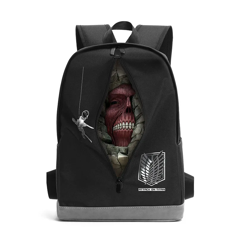 

Attack on Titan Creative Zippered Ripper Backpack Oxford Shoulder Bag Anime Middle School Students COS Large Capacity Laptop Bag