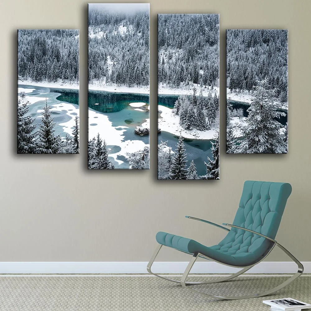 Картина маслом на стену с изображением озера 4 шт.|art pictures|picture for living roomwall art picture |
