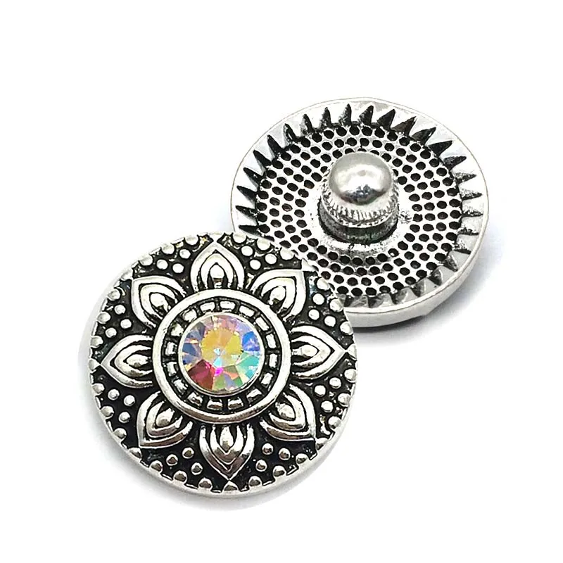 

high quality metal Rhinestone Snap Buttons w254 flowers Diy Jewelry fit 18mm Snap button Necklaces/Bracelets for women