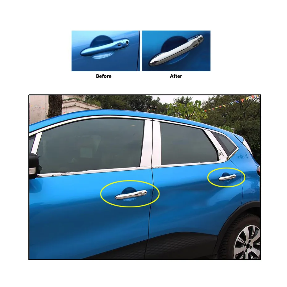 Для всех моделей Renault Captur / Kaptur автомобильный хромированный чехол с ручкой