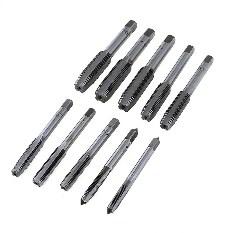 Hand Tool Tap Die 10pcs/set Screw Thread Metric Plugs Set M6 / M7 M8 M10 M12 with Straight Flute Drill for Woodworking | Инструменты