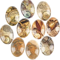 handmade glass 13x18mm30x40mm mixed style maps oval flatback cameo cabochon domed diy jewelry charm photo pendant setting