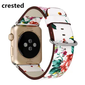 Ремешок кожаный для Apple Watch band, браслет для apple watch 5 4 3 band 44 мм40 мм, с цветочным принтом 42 мм38 мм