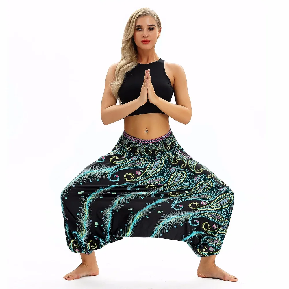 JIGERJOGER летние пляжные yoga Плавание мешковатые охватывает 3D с высокой талией yoga Штаны свободные Фонари Брюки Гарем Lounge шаровары TLL034
