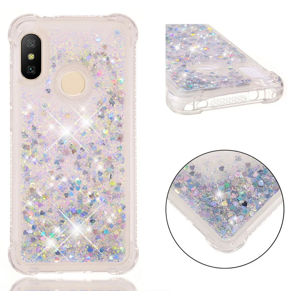 Милый блестящий чехол для Xiaomi Mi A2 Lite Bling Dynamic Quicksand бампер Xiomi Xaomi облегающие чехлы