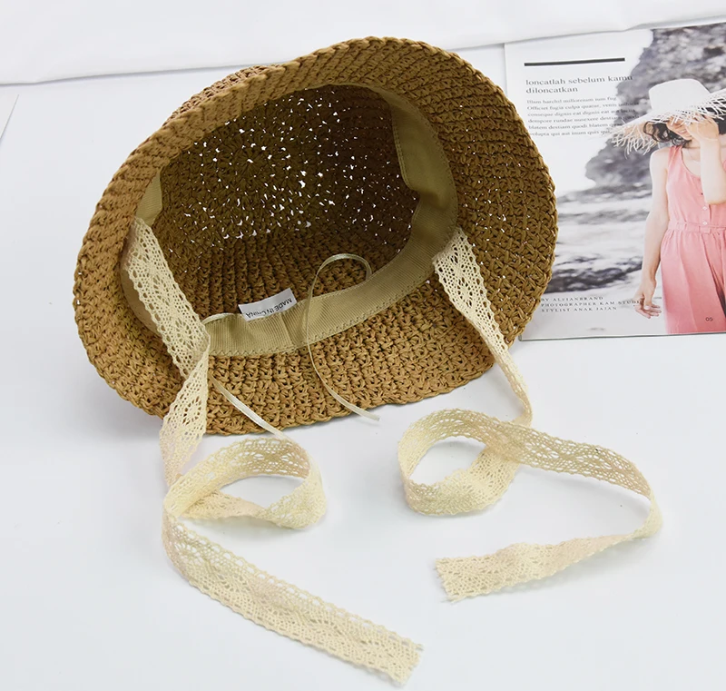 2019 Spring and summer women baby girl fisherman hat cute lace cap 1-4 years old children's sun visor straw parent-child | Детская