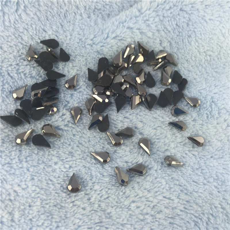 5*8MM 50pcs Hot Fix Rhinestone Drop shaped Gunmetal Special-shaped Strass Crystal and Stones For Dress Crafts | Дом и сад