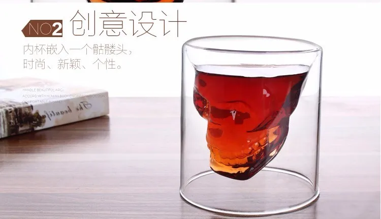 250 мл большой размер череп пивные стаканы drinkware, стеклянные чашки