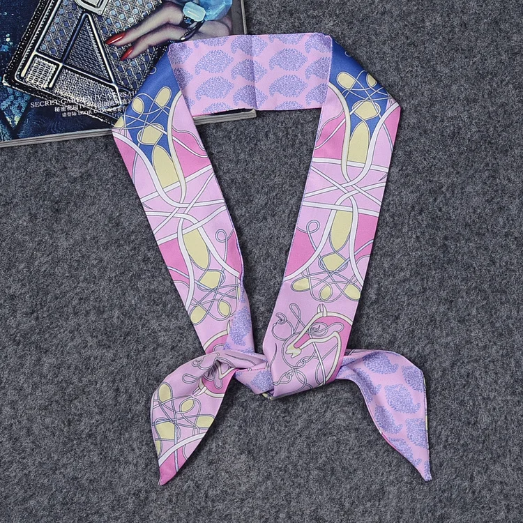 Beautiful Line Narrow Scarf Silk Feeling Choker Lady Headband Bag Hairband Ribbon Scarves Wholesale Drop Shipping KBD120 |