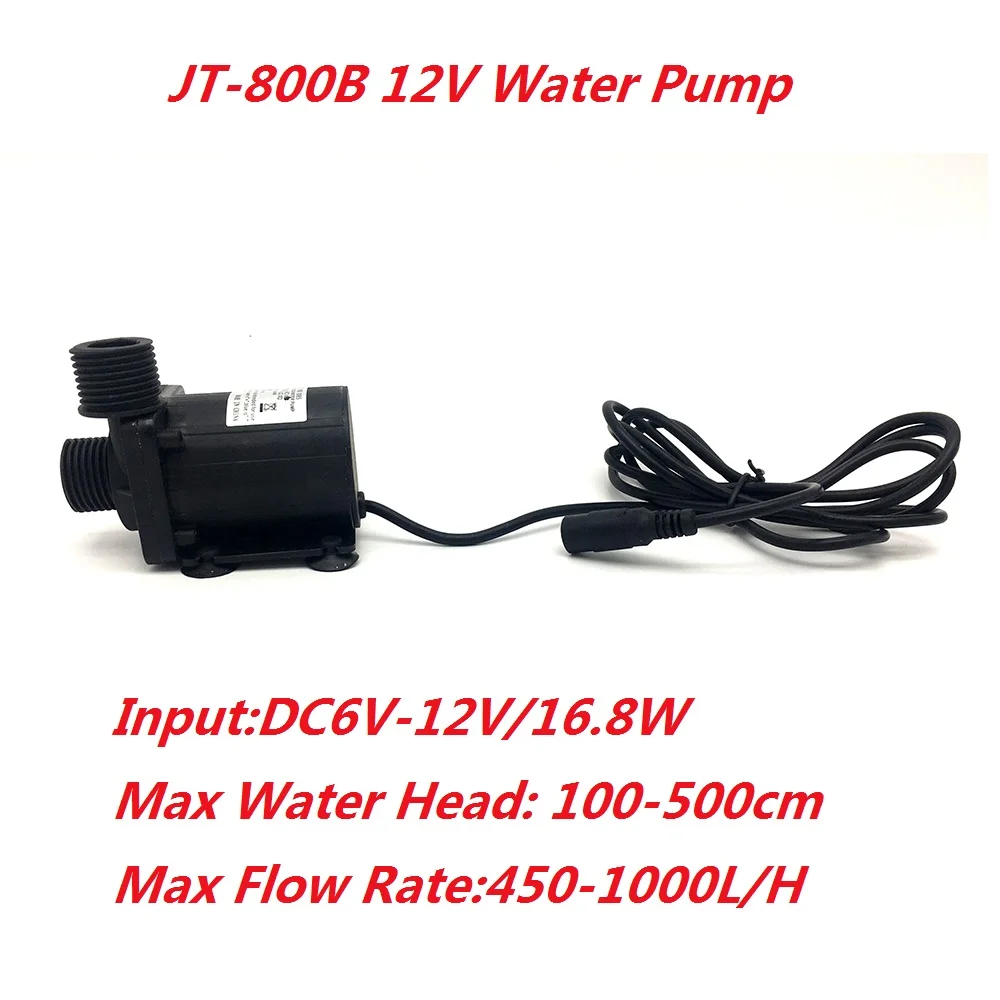 12v pump Микро-800B 12V 24V DC мини водяной насос 16,8 Вт Максимальный подъем 450-1100L/ч Водонепроницаемый бесщеточный низкая Напряжение насос - Напряжение: 12v pump