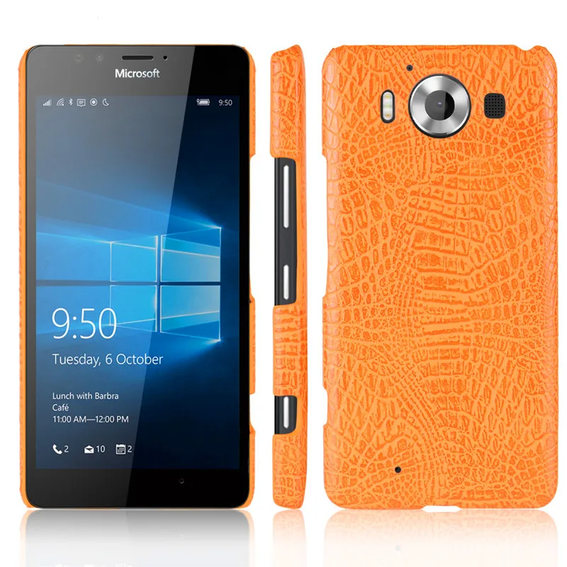 

For Nokia Lumia 950 Case Crocodile Grain Hard PC+PU Leather Surface Back Cover Case for Nokia Lumia 950 Hard Shell Cover
