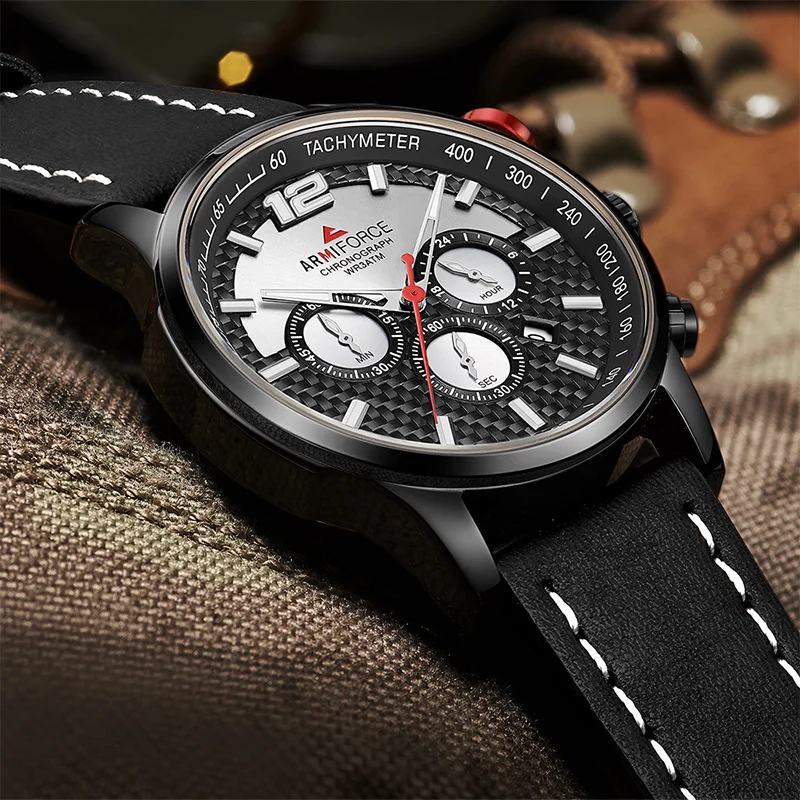 ARMIFORCE мужские военные спортивные часы люксовый бренд мужские модные кожаные кварцевые часы мужские часы с хронографом и датой Relogio Masculino