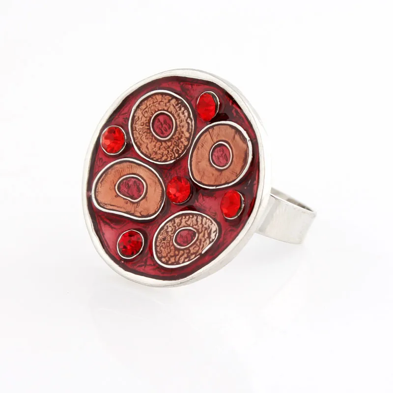 Высшее качество классические круглые кольца из сплава эмалевые Стразы модные