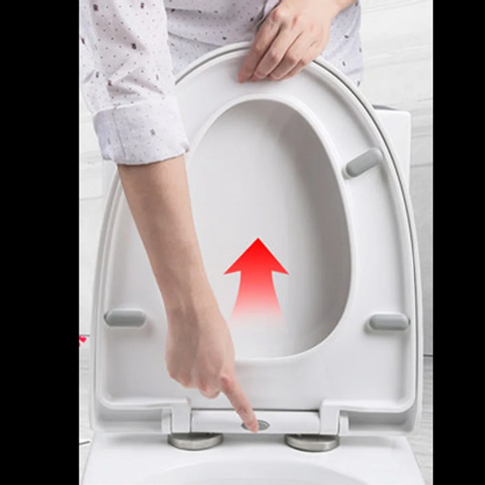 Мягкое сиденье для унитаза COZYOU мягкое закрывающее в форме PP с одной кнопкой
