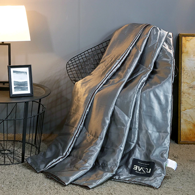 Шелковое гладкое летнее одеяло одинарное двойное полностью Королевское