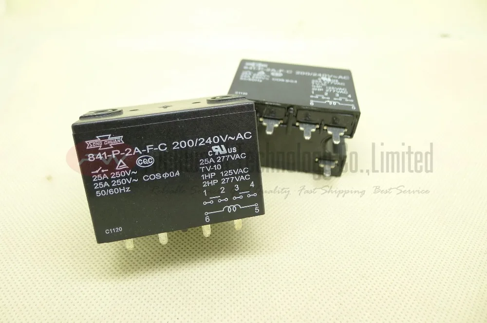 841 P 2A F C 200/240VAC реле питания 25A 277VAC 6 контактов|Реле| |