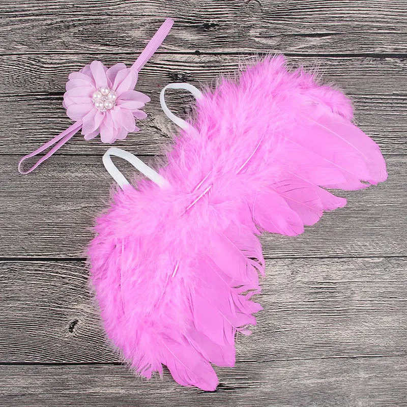 10 pcs/lot Newborn Photography Props Costume Angel Wings+Headband Photo Infant Baby Girls Boys Outfits Flower Accessories | Детская