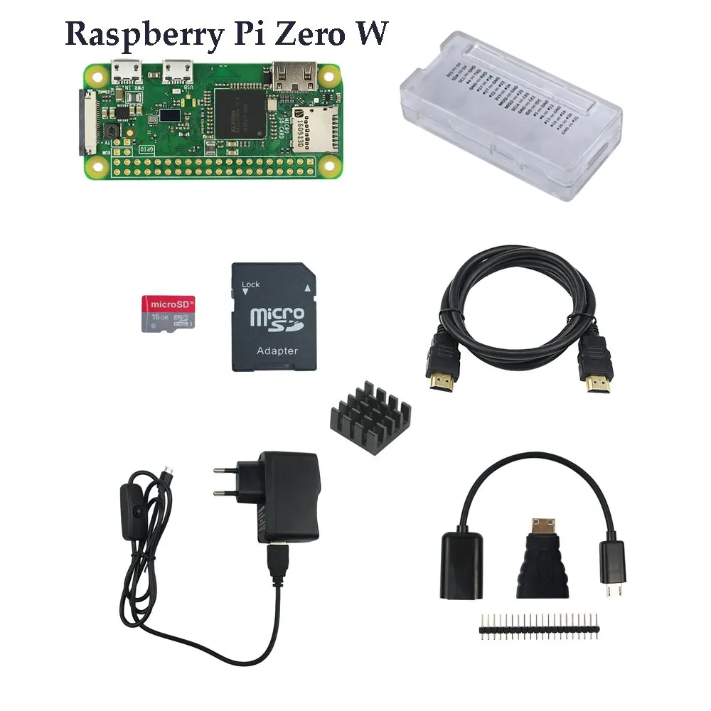 Комплект 3 Raspberry Pi Zero W стартовый комплект RPi Zero 1,3 Zero W плата+ 16G карта+ адаптер питания+ ABS чехол+ радиатор+ 3 в 1 комплект адаптеров - Комплект: Комплект 3