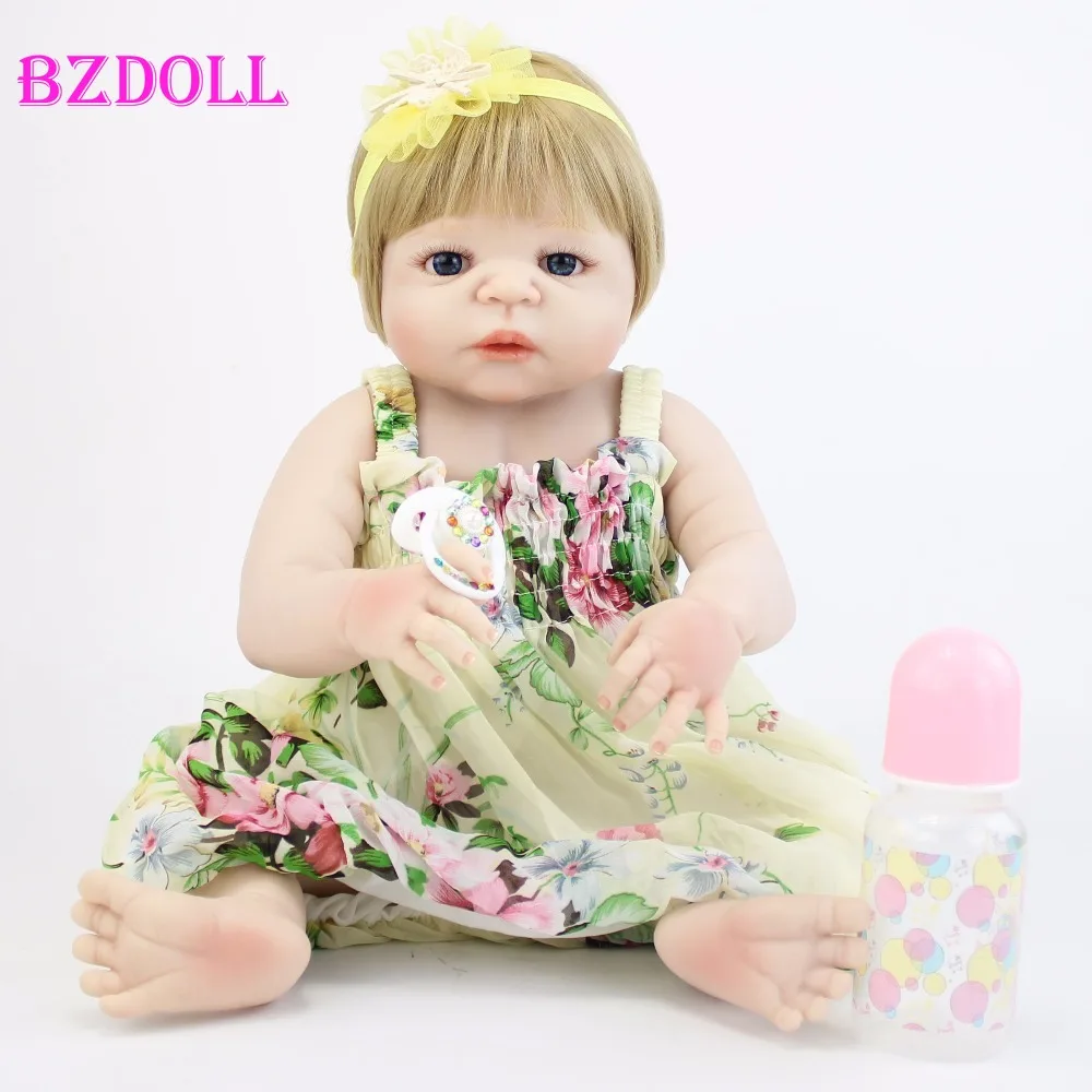 

55cm Full Body Silicone Reborn Baby Doll Toy Lifelike Vinyl Newborn Princess Babies Girl Bonecas Bebe Alive Bathe Bedtime Toy