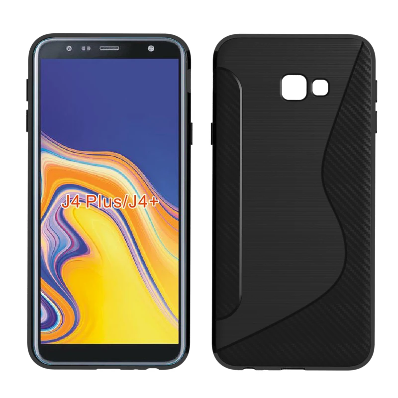 Черный противоударный Противоскользящий S Line TPU гелевый Чехол для SAMSUNG galaxy J4 plus/J4 +