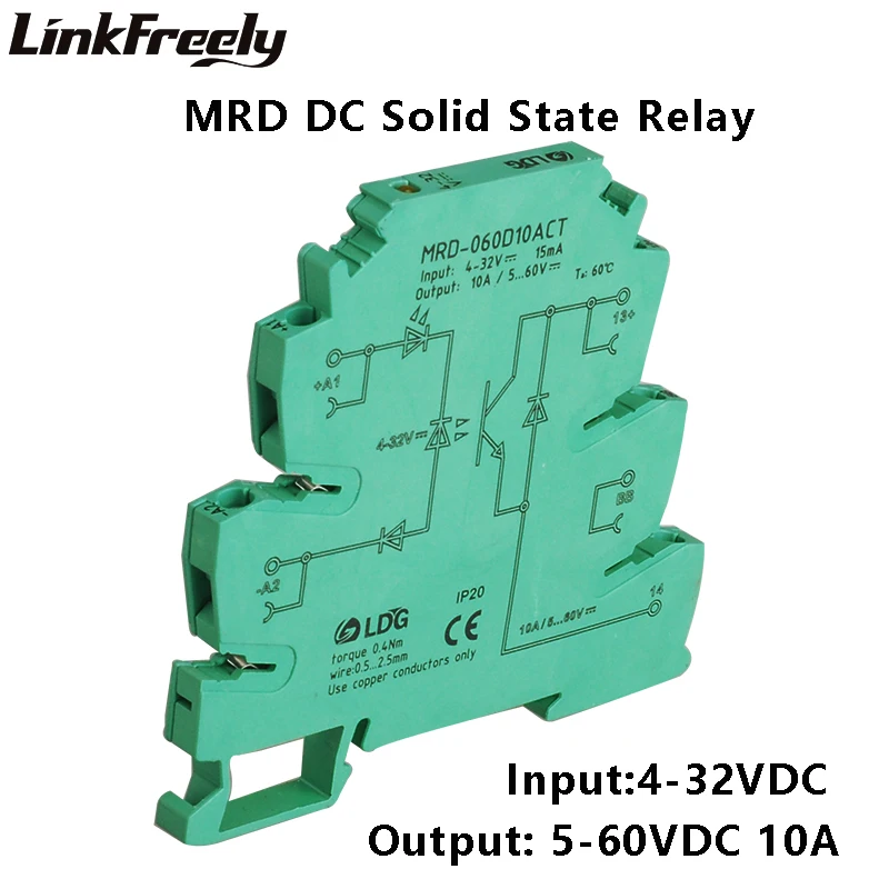MRD-060D10ACT Mini PLC интерфейс твердотельный релейный модуль 10A 24-280VAC выход вход: 5 в 12 В 24 В DC SSR реле напряжения DIN рейка