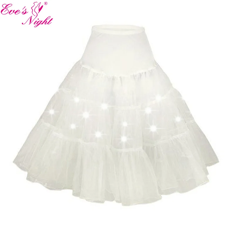Led Lighting Party Dance Show Midi Tutu Skirt Women Festival Big Hem Mesh Pleated Petticoat Plus Size 3xl 4xl 5xl 6xl Dropship - Цвет: White