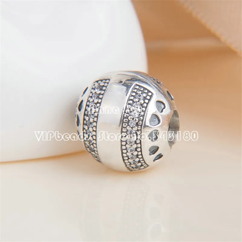 2018 Fall S925 Sterling Silver Hearts Clip With Clear CZ Charm Bead Fits All European Woman Jewelry DIY Bracelets Necklaces | Украшения и