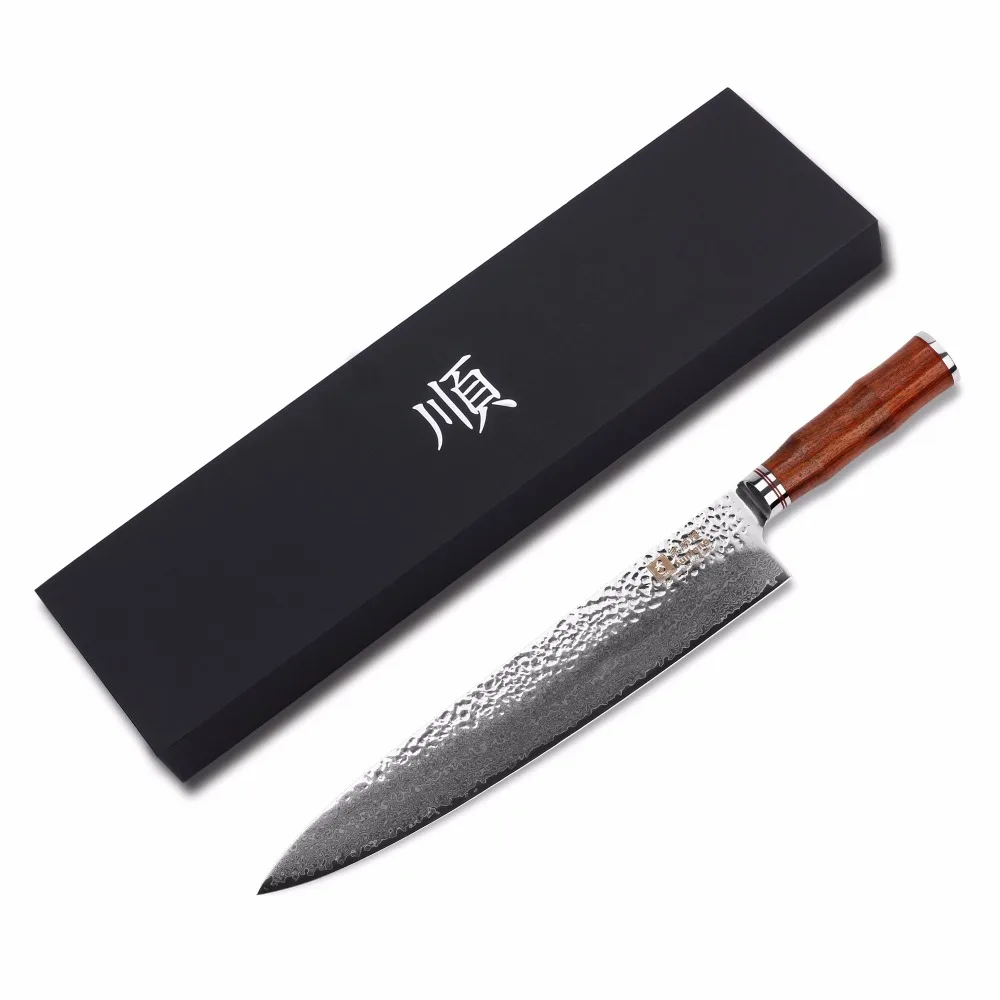 Ножи шеф повара Sunlong Gyuto VG10 японские ручки из Дамасского палисандра 10