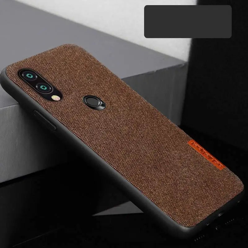 Тканевый в деловом стиле противоударный чехол для Red mi Note 7 note 8 pro 4x5 чехол задняя крышка для Xiaomi mi 9 se mi 8 lite полная защита - Цвет: Коричневый