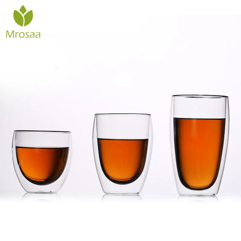 Mrosaa 200ML300ML400ML500ML стеклянная двухслойная чашка с изоляцией прозрачная кофейная