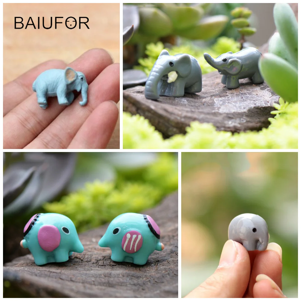 BAIUFOR 2 шт./лот Слон Животных Террариум Миниатюра Мини Сад Статуэтки Сказочный