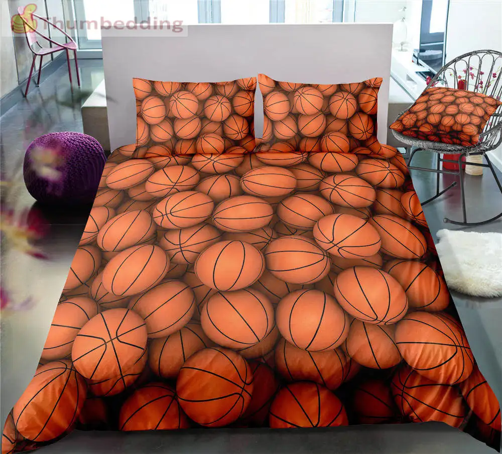 

Thumbedding Dropship Basketball Stack Print Bedding Sets Full 3D Sport Duvet Cover Set High Quality Designed Bed Set 3pcs