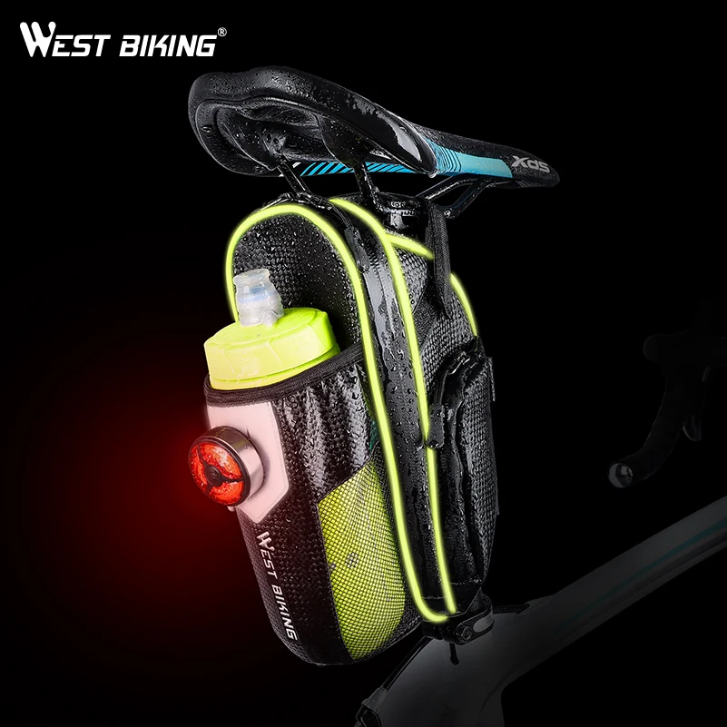 WEST BIKING велосипедная Сумка седло с карманом для бутылки водонепроницаемая
