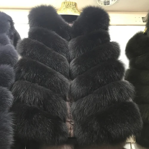 dark brown Горячая Распродажа, женский жилет из натурального Лисьего меха, осенне-зимний качественный теплый жилет из натурального Лисьего меха, женский жилет для натуральный мех лисы - Цвет: dark brown