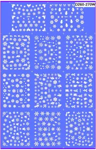 11 упаковоклот наклейки для ногтей, белые, снежные хлопья, Рождество, Серия D D260-270