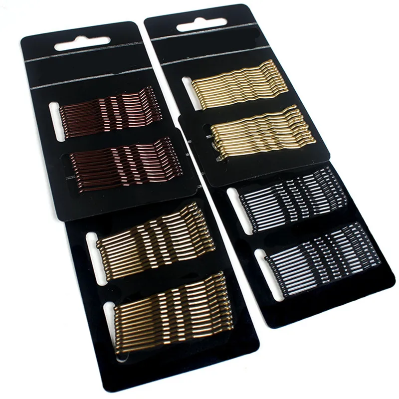 

24pcs/lot Women 4 Colors Hair Grips Salon Invisible Hairpins Curly Wavy Bobby Pins For Daily Use And Wedding Hair Maker