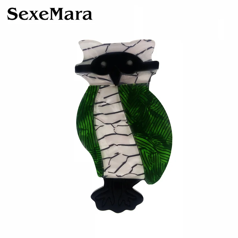 SexeMara акриловая сова броши для женщин милые птицы с очками женские булавки шарф